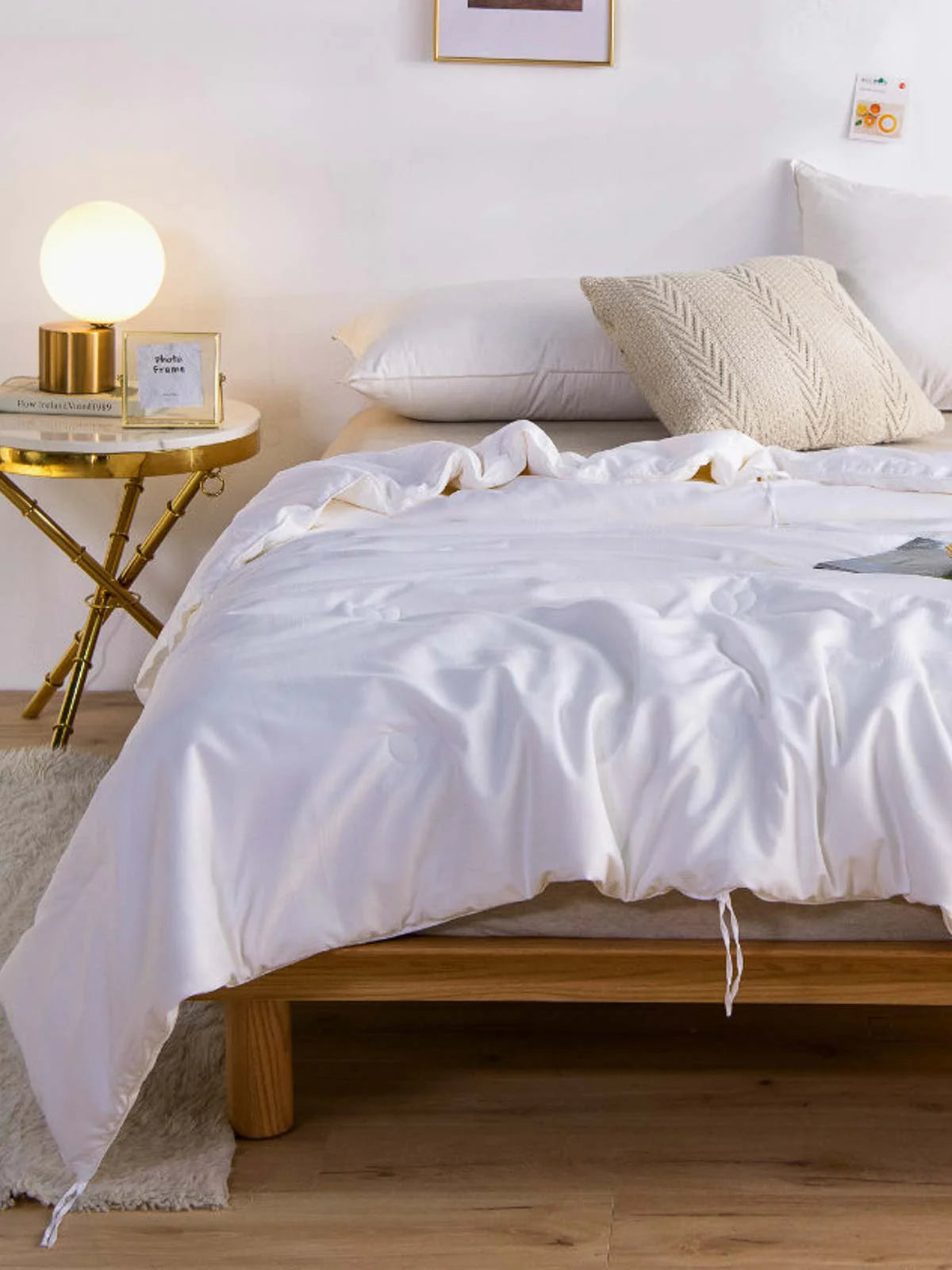 200 x 230 size Solid White Light Silk Duvet Insert