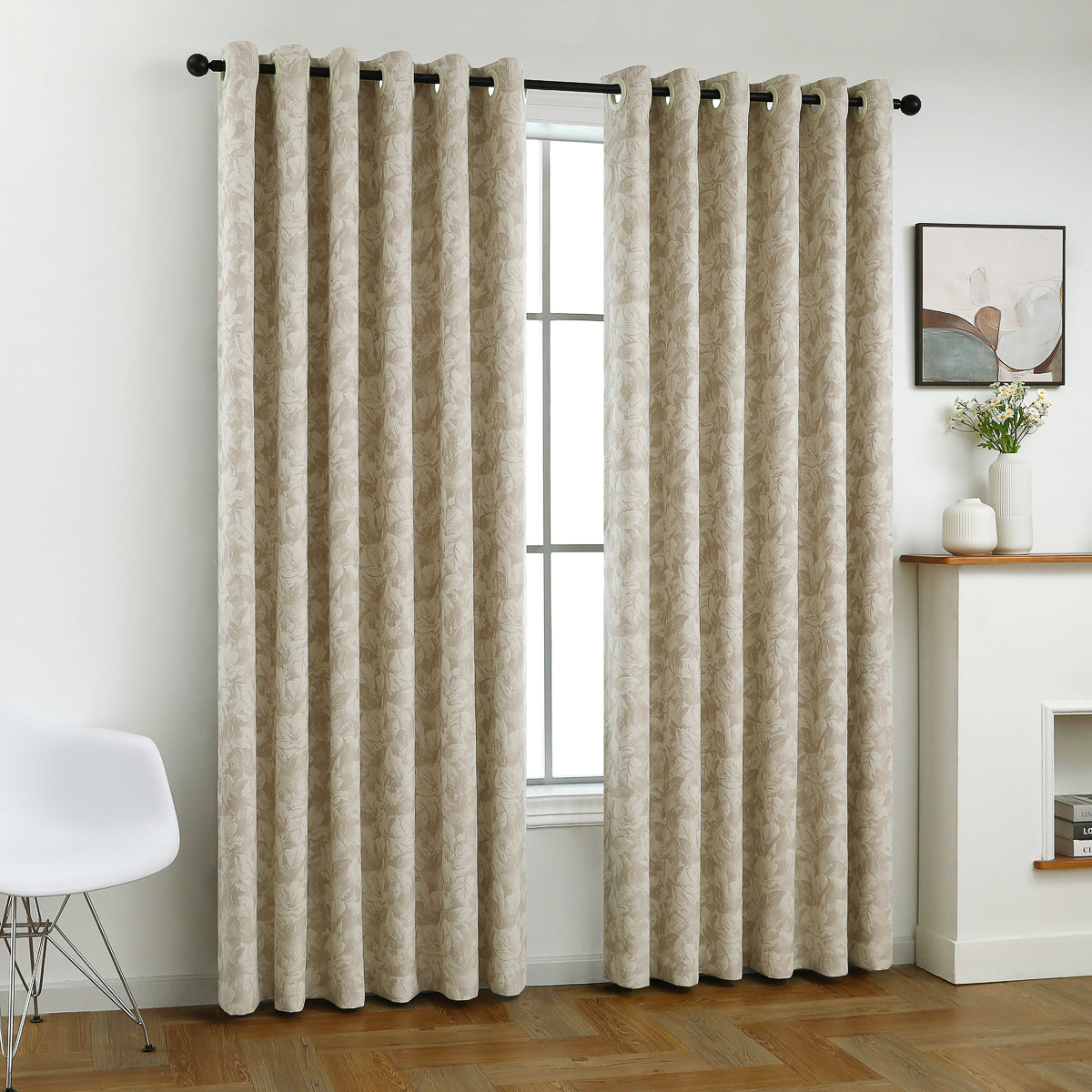 Lyra Embossed Jacquard Solid Color Curtain