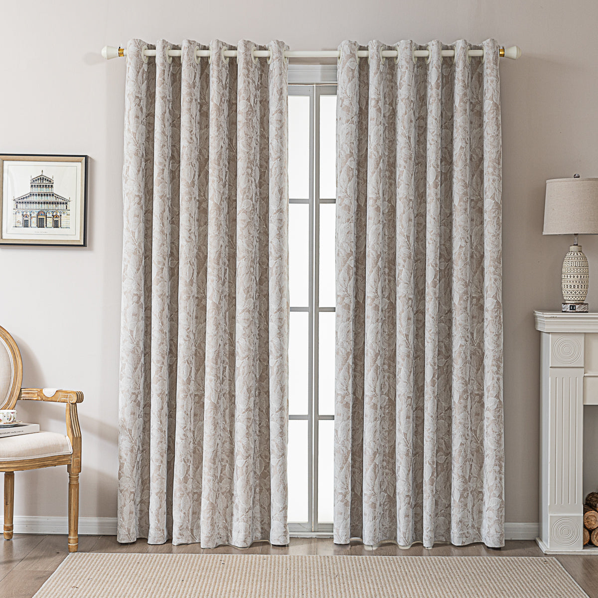 Vintage Leaf Embossed Curtain