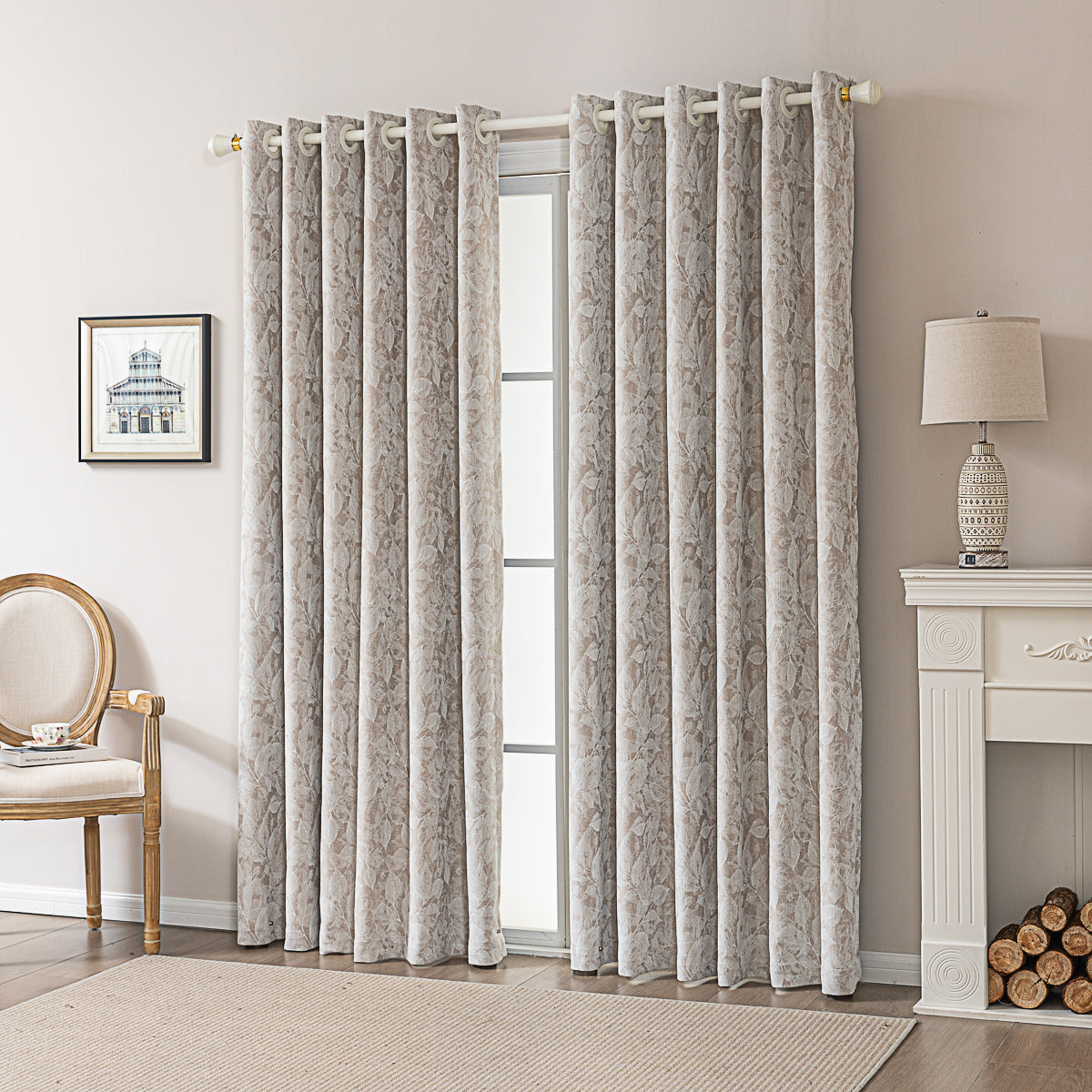 Vintage Leaf Embossed Curtain