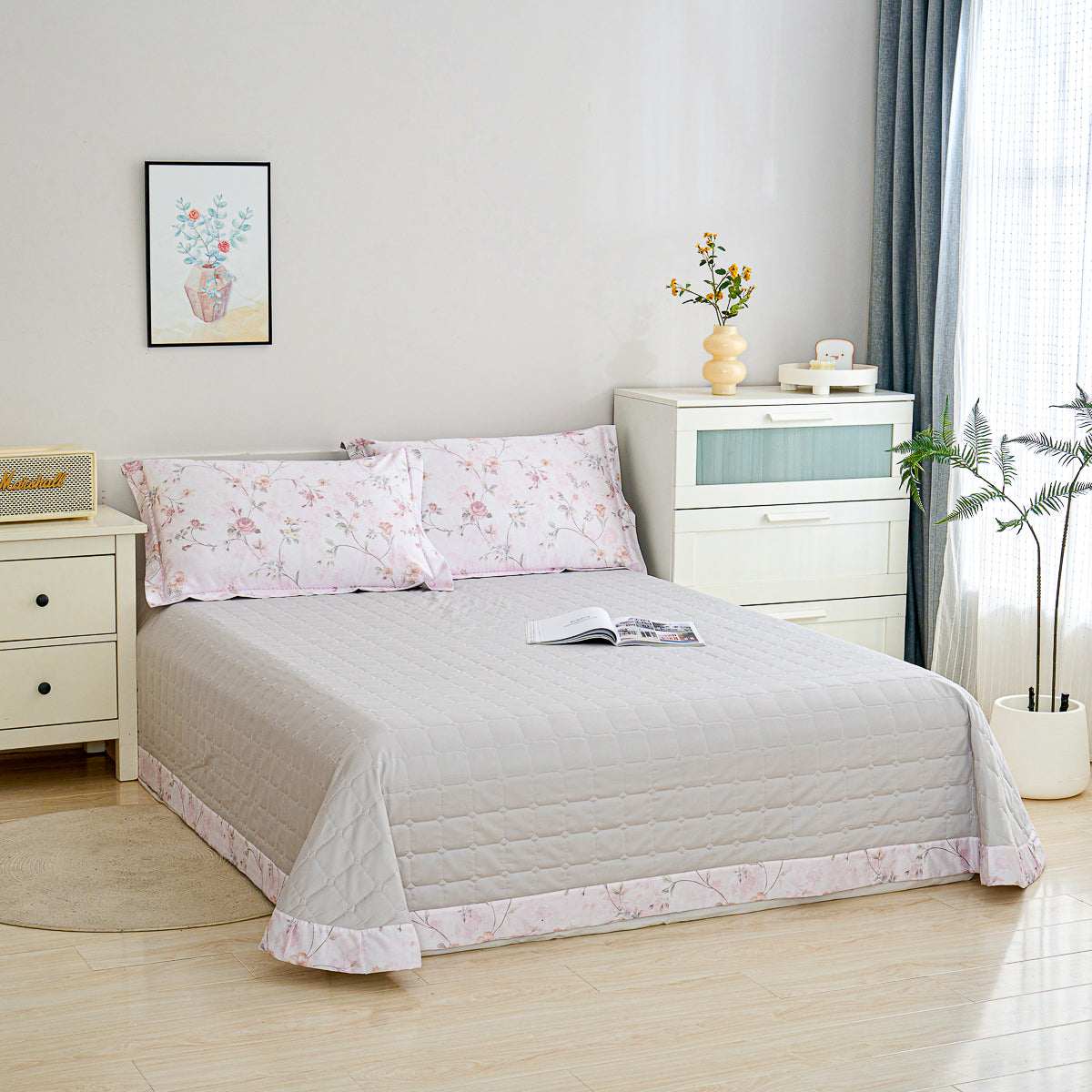 Rozy Floral Premium Cotton Bedspread Set