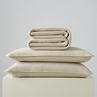 Mocha Beige Solid Color  Cotton Quilt Set