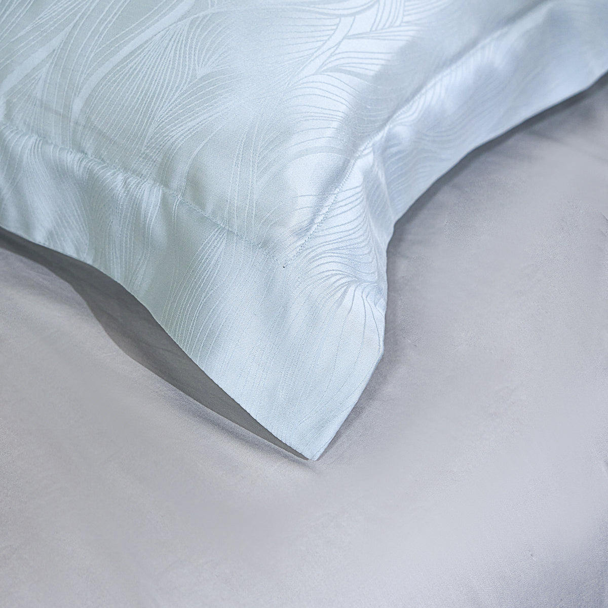 晓拂蓝 天丝提花枕套组