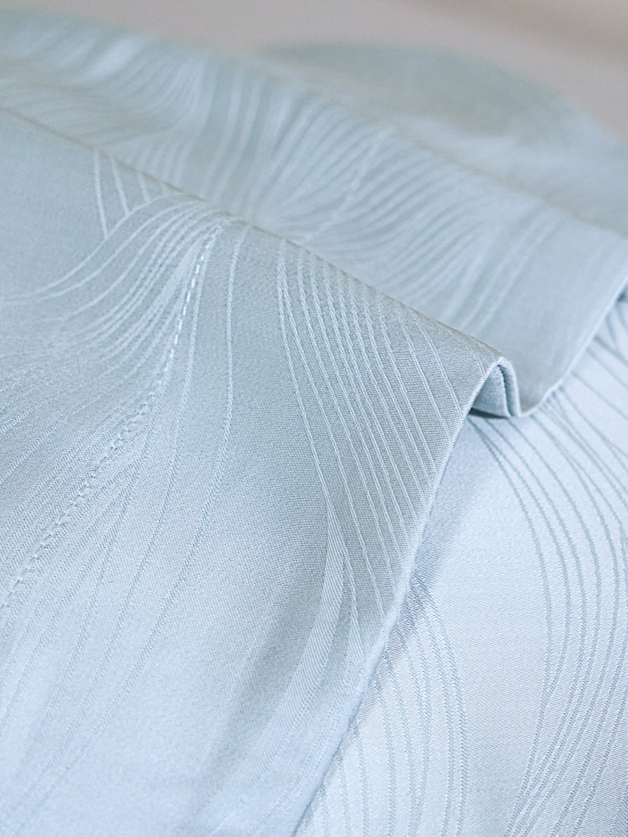 晓拂蓝 天丝提花枕套组