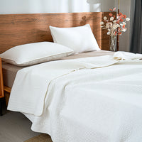 Snow White Solid Color Cotton Quilt Set