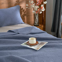 Navy Blue Solid Color Cotton Quilt Set