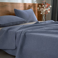Navy Blue Solid Color Cotton Quilt Set