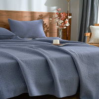 Navy Blue Solid Color Cotton Quilt Set