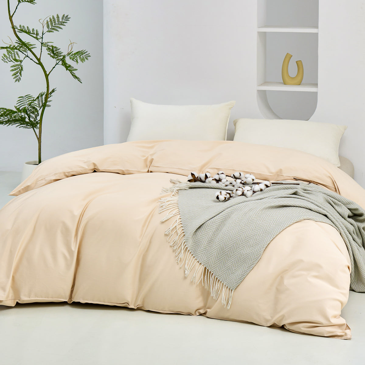 Harvest Gold Solid Color Premium Cotton Duvet Cover