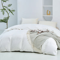 Snowflake White Solid Color Premium Cotton Duvet Cover