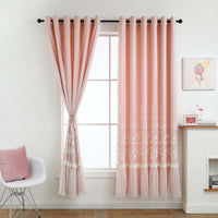 Rosey Breeze Floral Double Layer Curtain