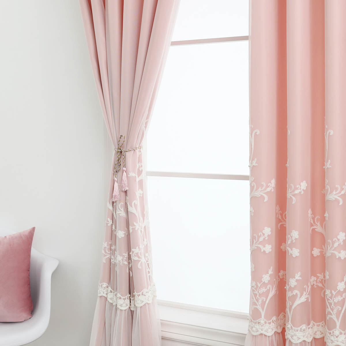 Rosey Breeze Floral Double Layer Curtain