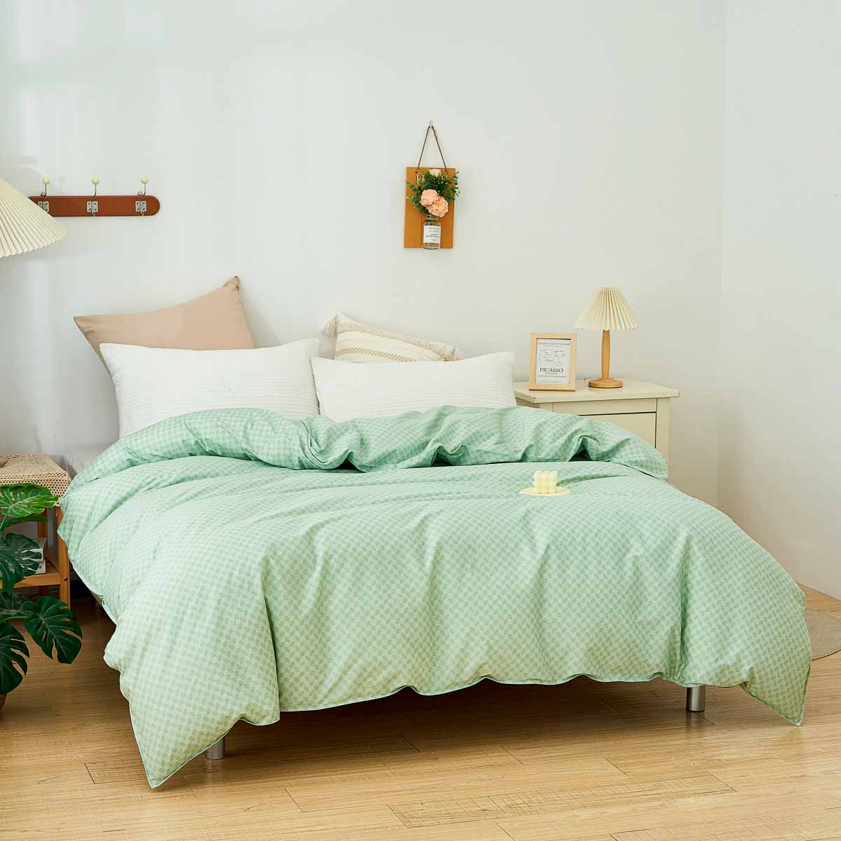 Xi Matcha Green Pattern Cotton Duvet Cover