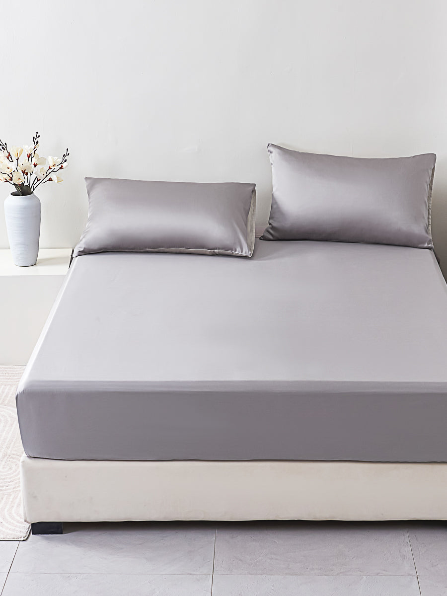 Cloudy Gray Solid Color Tencel™ Fitted Sheet