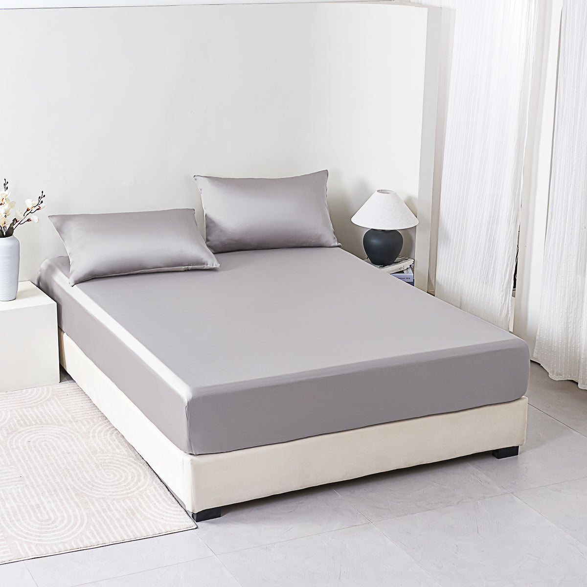 Cloudy Gray Solid Color Tencel™ Fitted Sheet