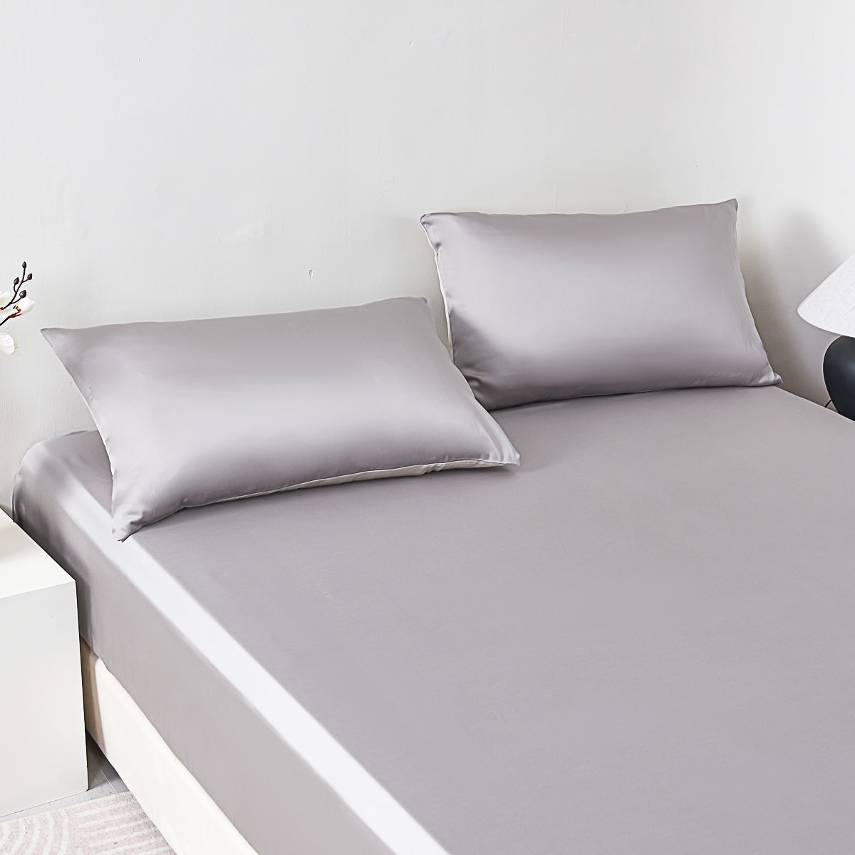 Cloudy Gray Solid Color Tencel™ Fitted Sheet
