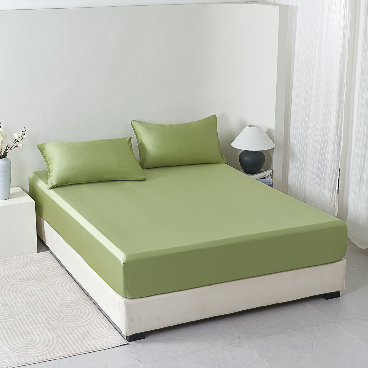 Glaze Green Solid Color Tencel™ Fitted Sheet