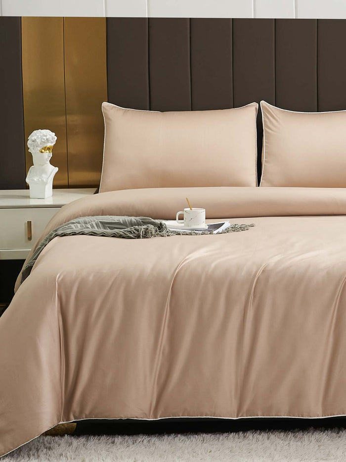 Champagne Gold Solid Color Premium Cotton Fitted Sheet Set