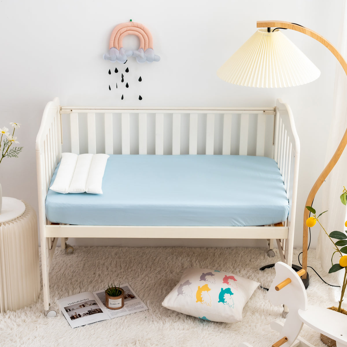 Baby Crib Solid Color Cotton Fitted Sheet