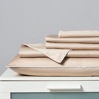 Champagne Gold Solid Color Premium Cotton Fitted Sheet Set