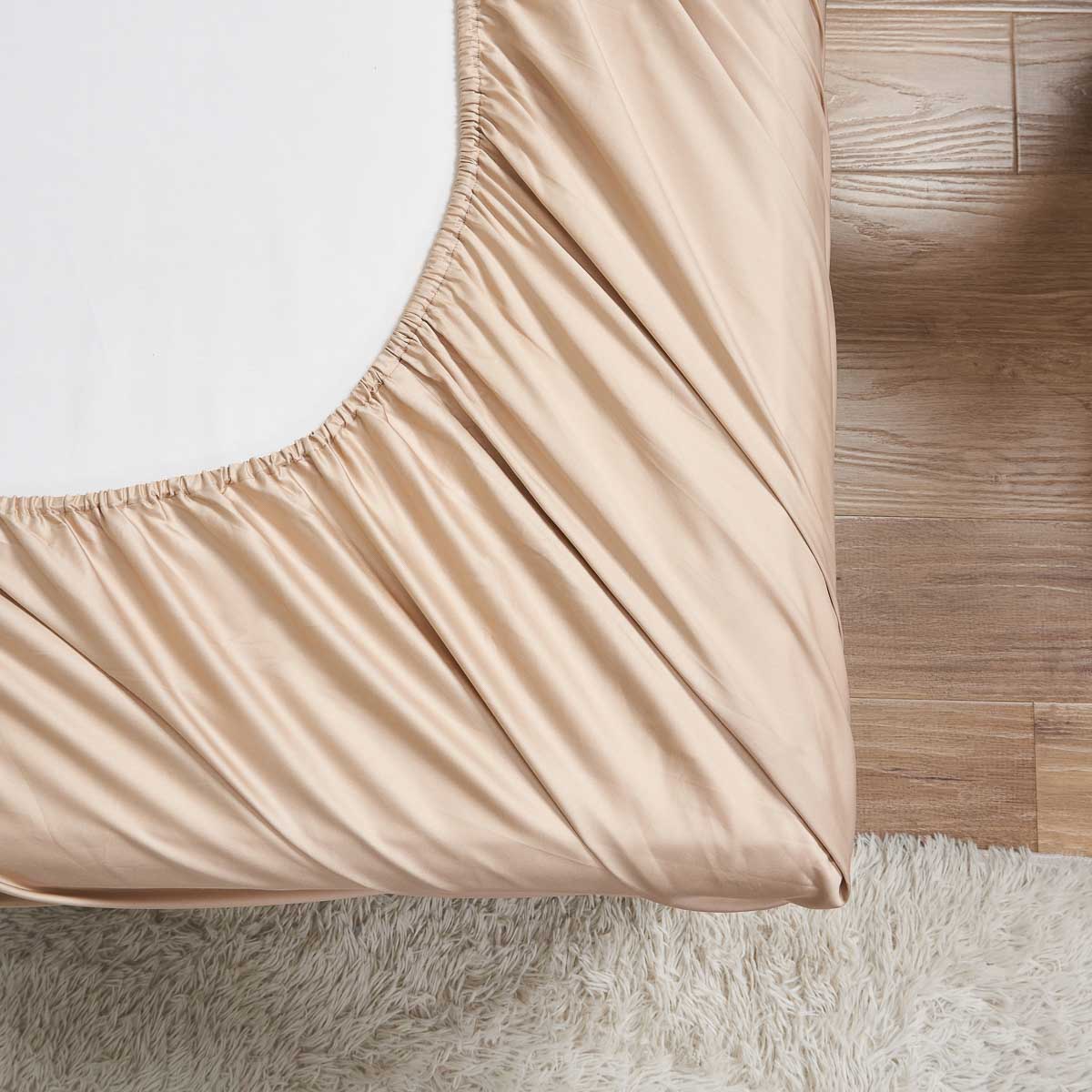 Champagne Gold Solid Color Premium Cotton Fitted Sheet Set