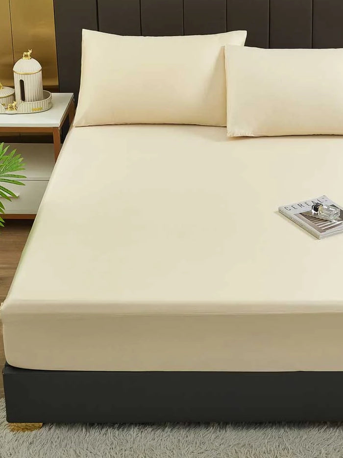 Light Champagne Solid Color TENCEL™ Lyocell Fitted Sheet