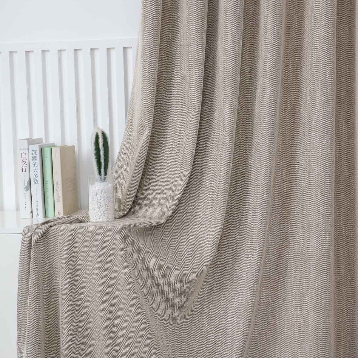 Simple Herringbone Solid Color Polyester Curtain