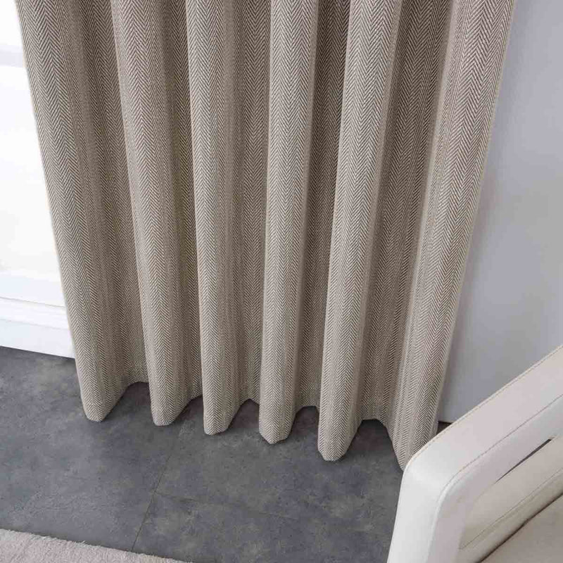 Simple Herringbone Solid Color Polyester Curtain