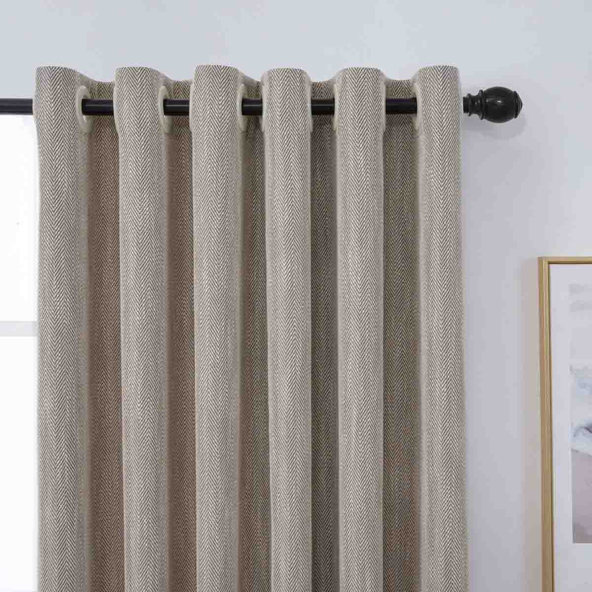 Simple Herringbone Solid Color Polyester Curtain