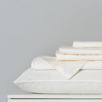 Snow White Solid Color Premium Cotton Fitted Sheet Set