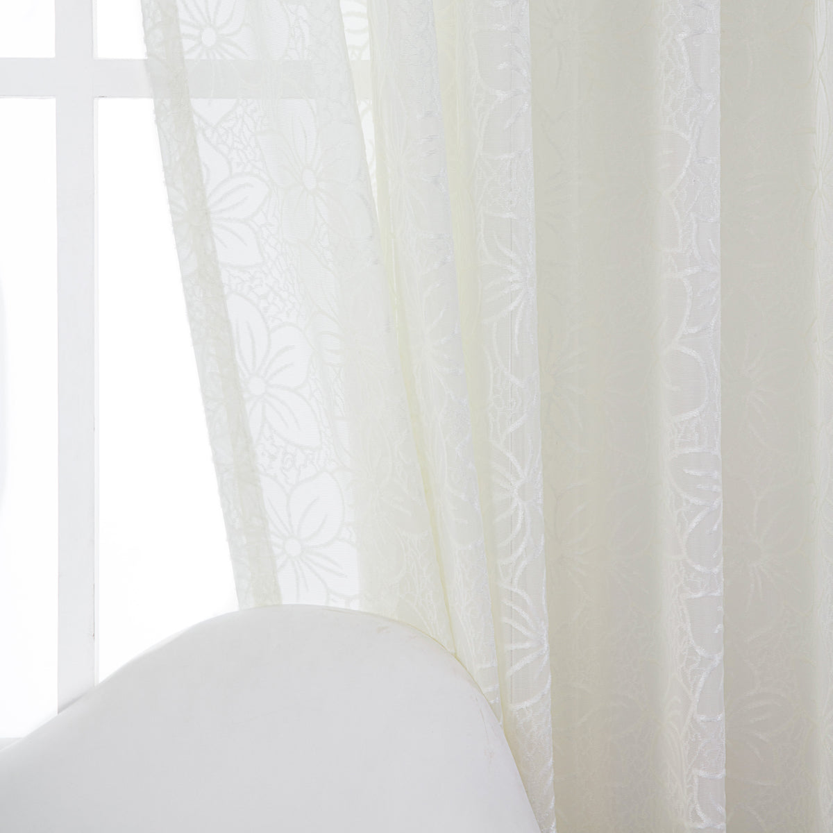 Moonlight Fleur Floral Sheer Curtain