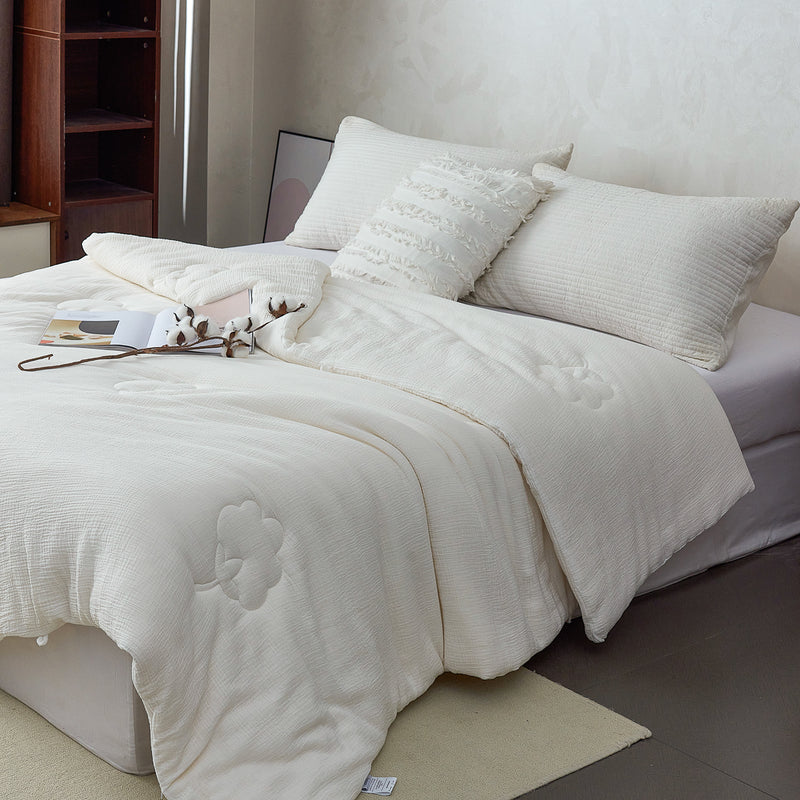 【网一特惠套组】天然棉花四季被 + 暖阳金 长绒棉枕套​