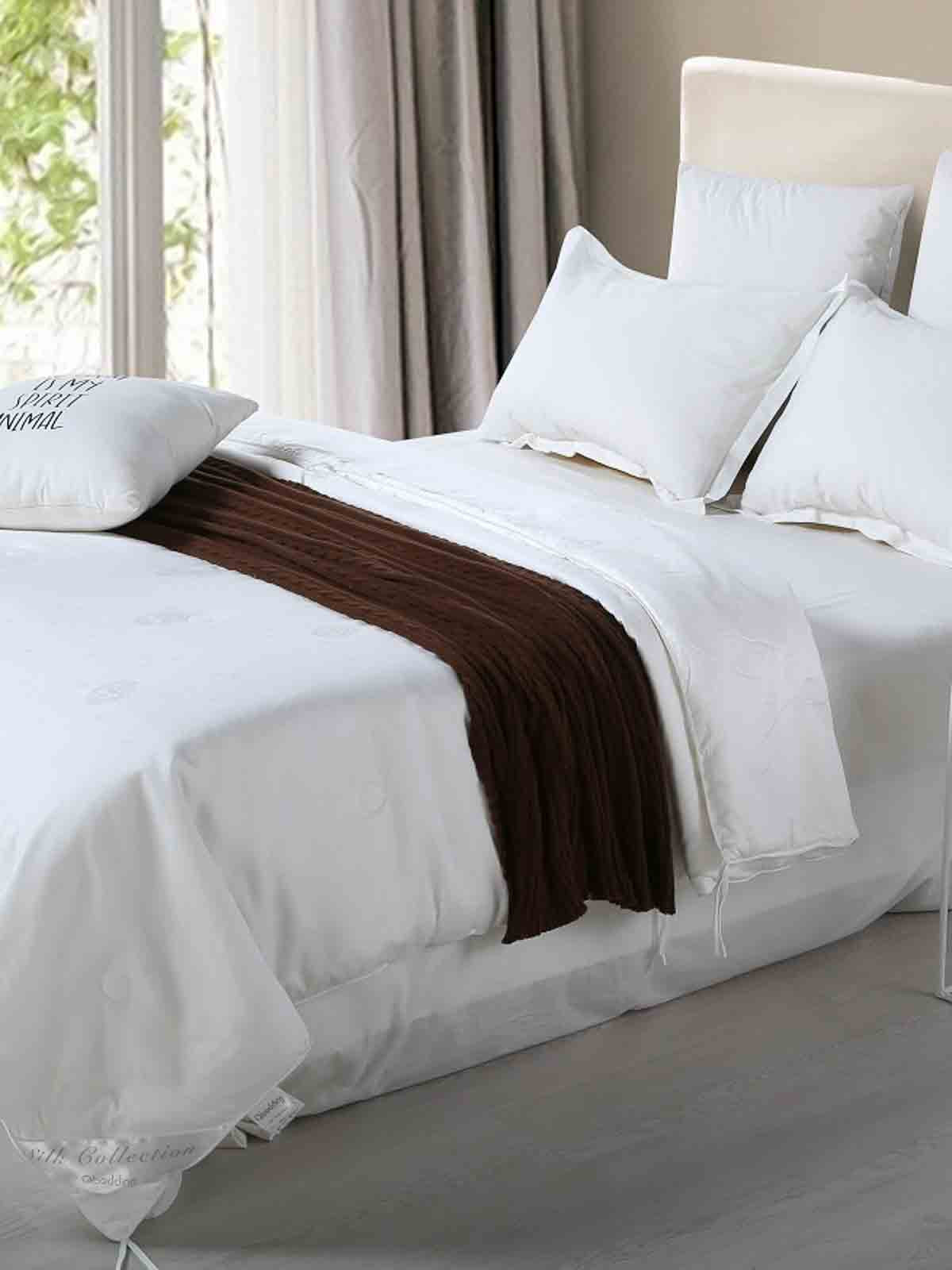 200 x 230 size Solid White Luxe Mulberry Silk All Season Duvet Insert