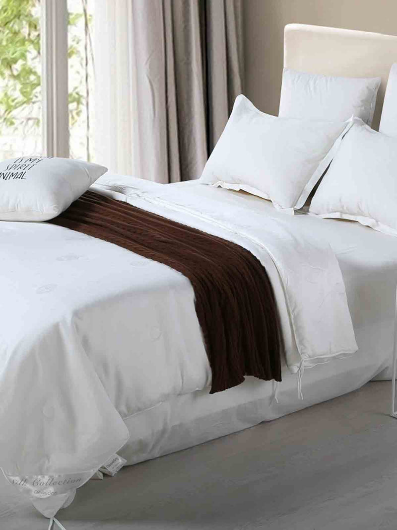 200 x 230 size Solid White Luxe Mulberry Silk All Season Duvet Insert