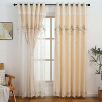 Tipsy Champagne Floral Double Layer Curtain