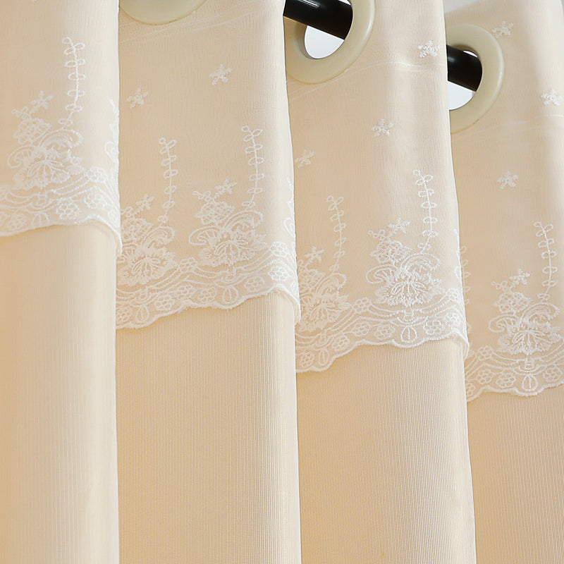 Tipsy Champagne Floral Double Layer Curtain