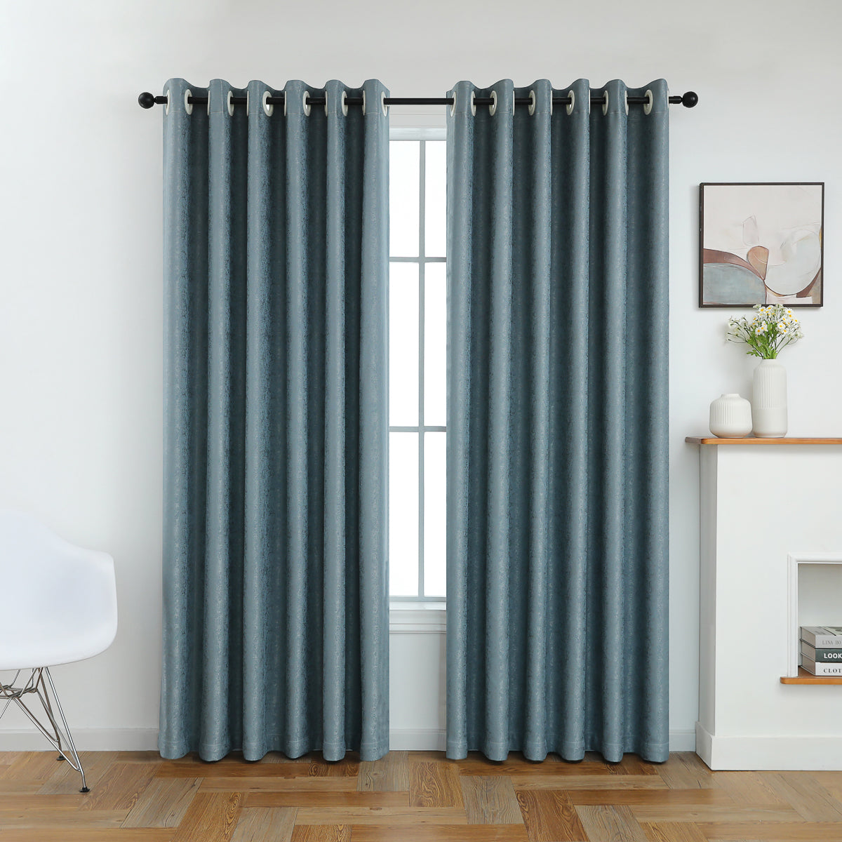 Wells Embossed Jacquard Solid Color Curtain