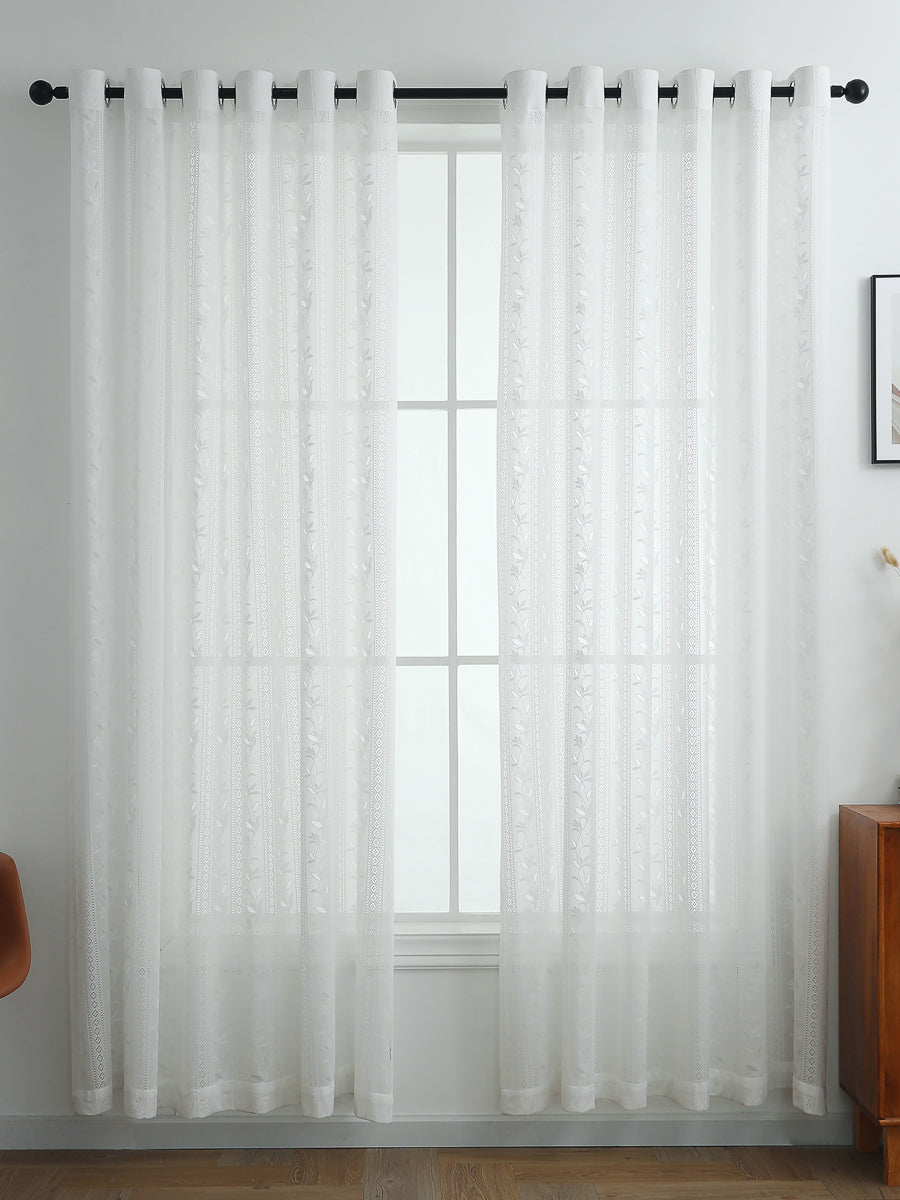 Azalea Embossed Jacquard Semi-Sheer Curtain