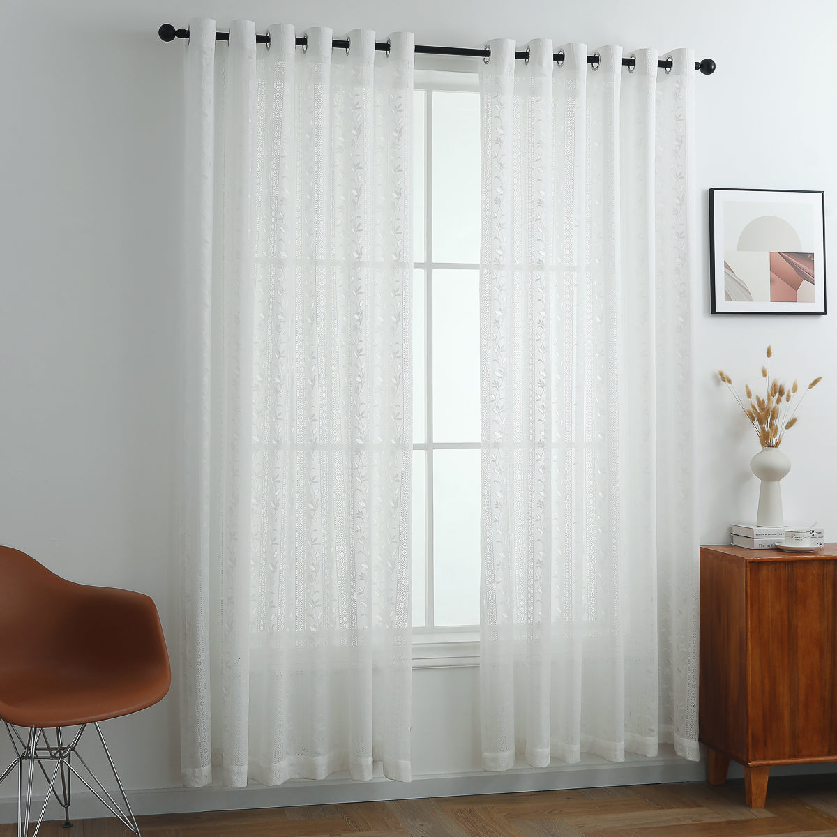 Azalea Embossed Jacquard Semi-Sheer Curtain