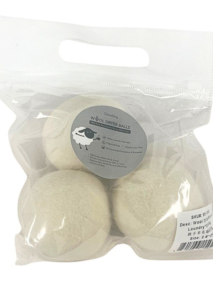 Wool Dryer Balls Natural Fabric Softener 3-Pack