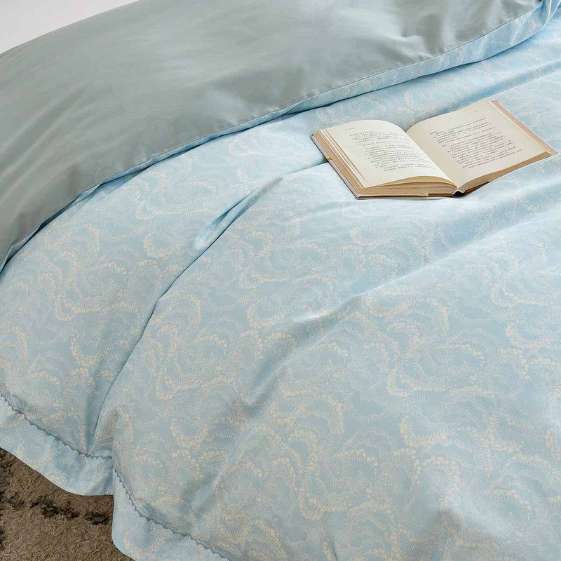 Raindrop Blue Premium Cotton Duvet Cover