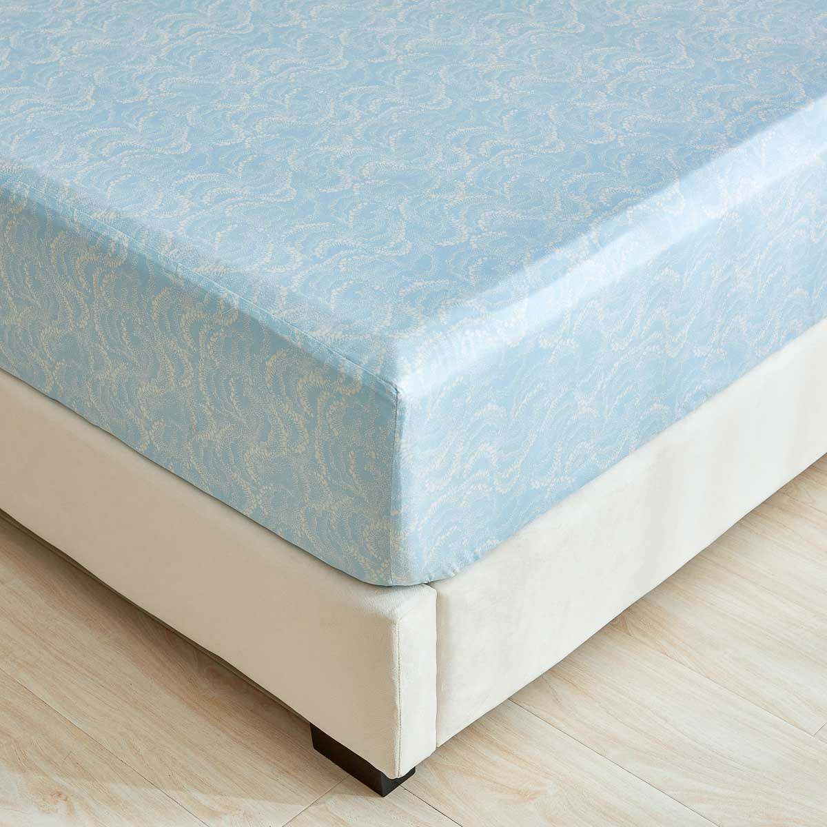 Raindrop Blue Premium Cotton Fitted Sheet