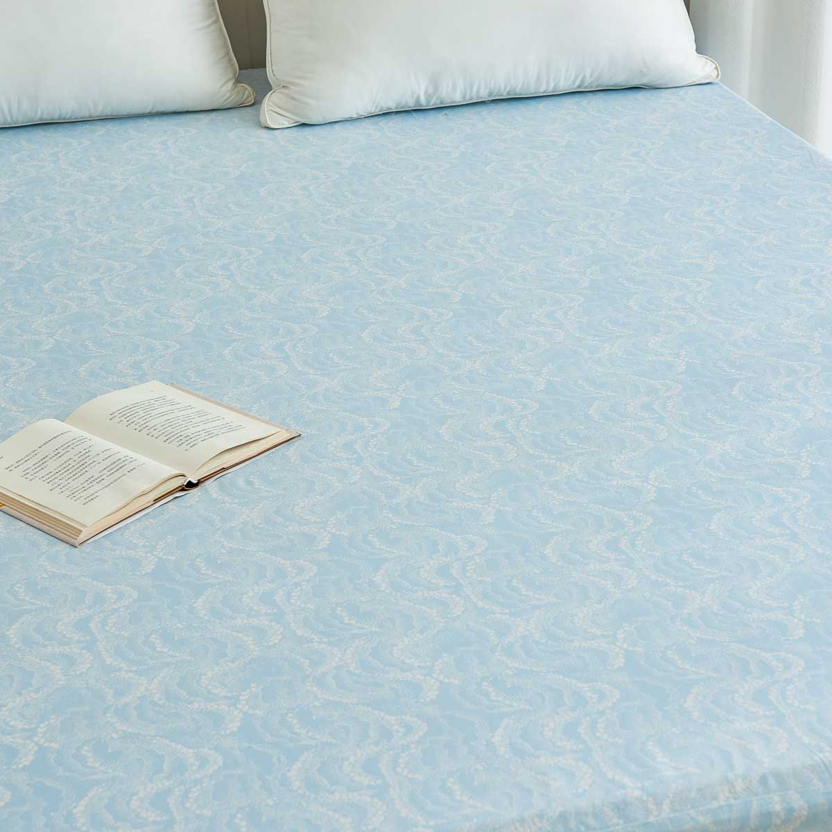 Raindrop Blue Premium Cotton Fitted Sheet