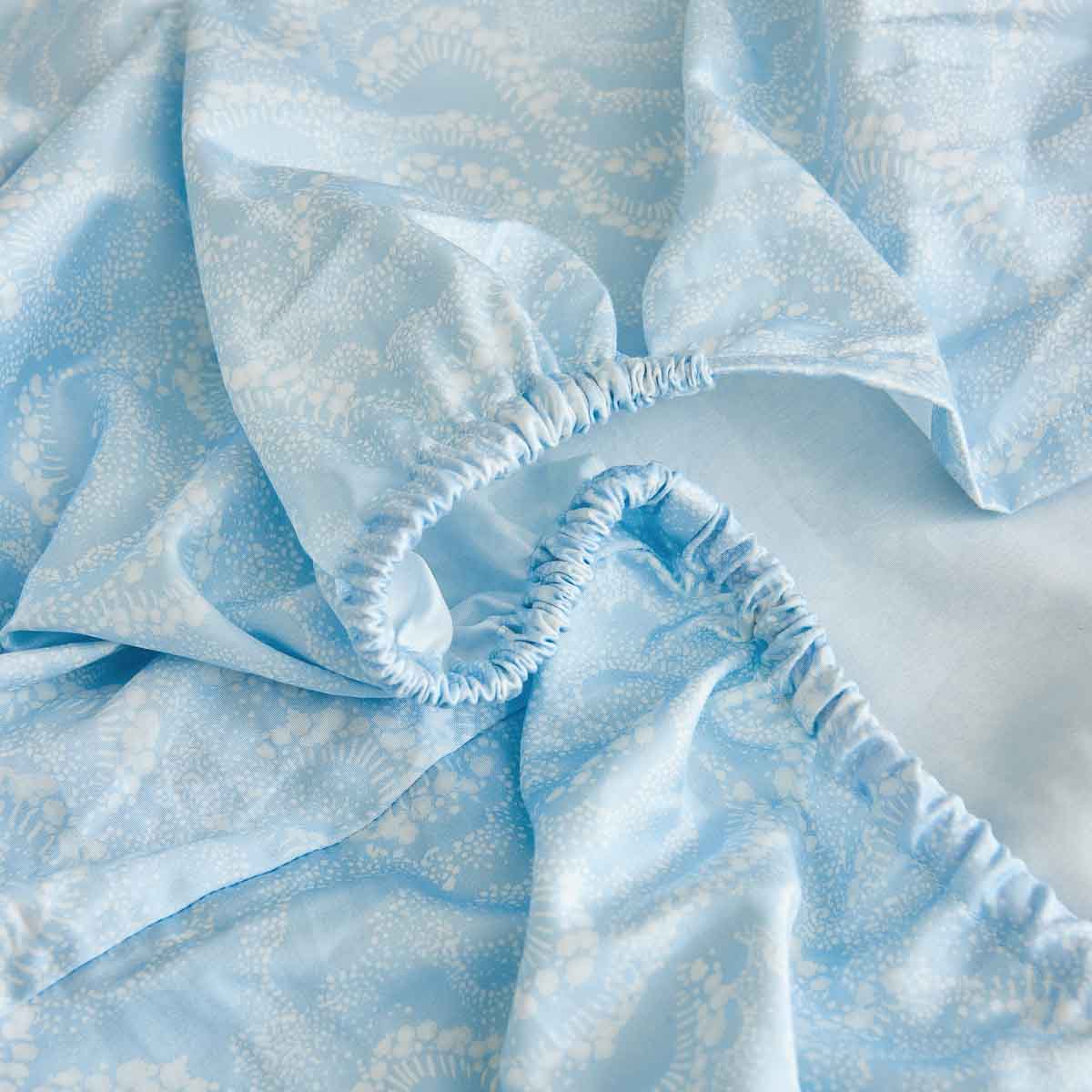 Raindrop Blue Premium Cotton Fitted Sheet