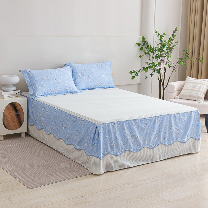 Aria Cotton Bedskirt Duvet Cover Set