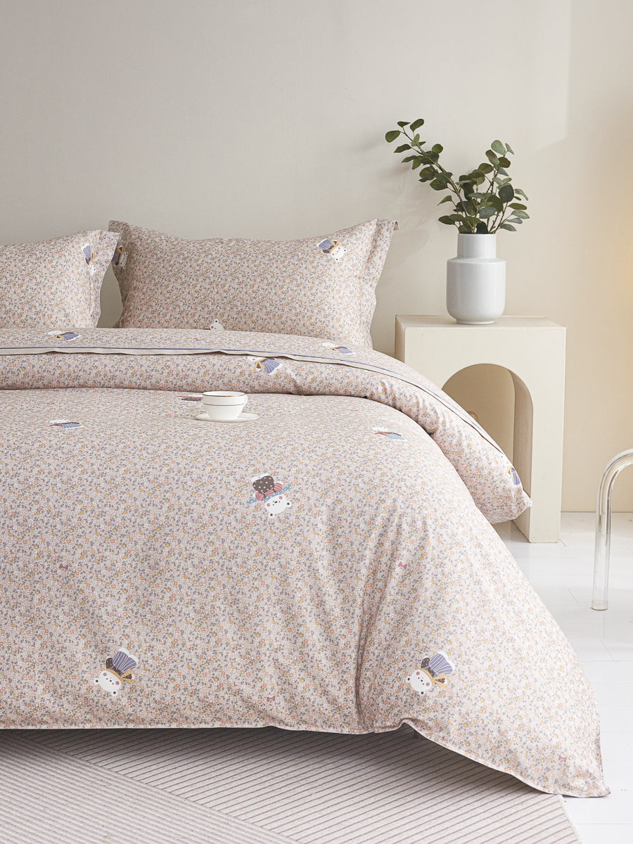 Berry Cotton Fitted Sheet Duvet Cover Set