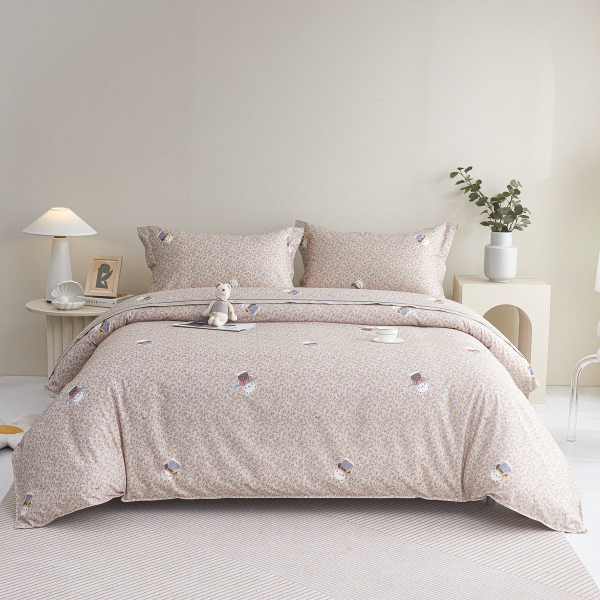 Berry Cotton Fitted Sheet Duvet Cover Set