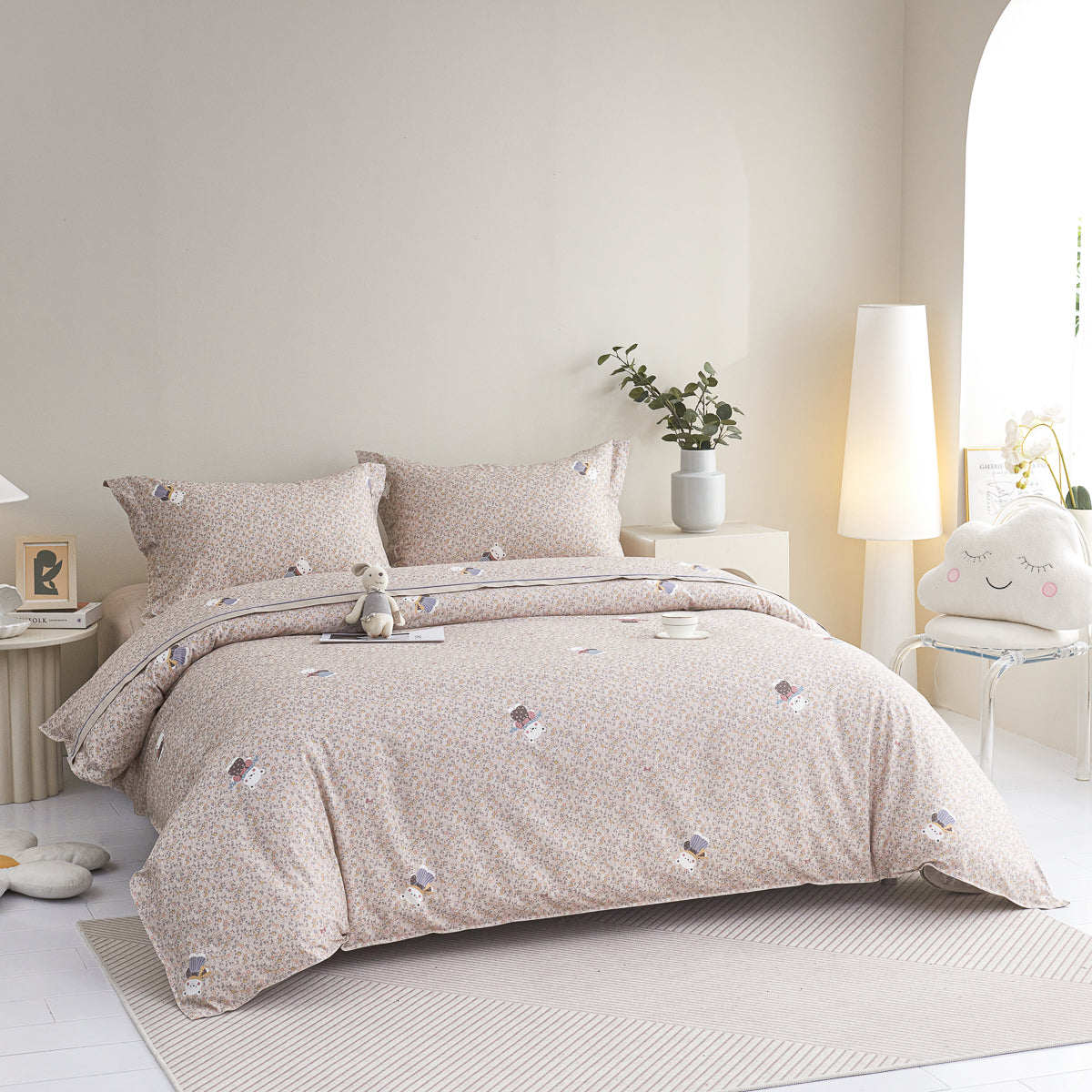 Berry Cotton Fitted Sheet Duvet Cover Set