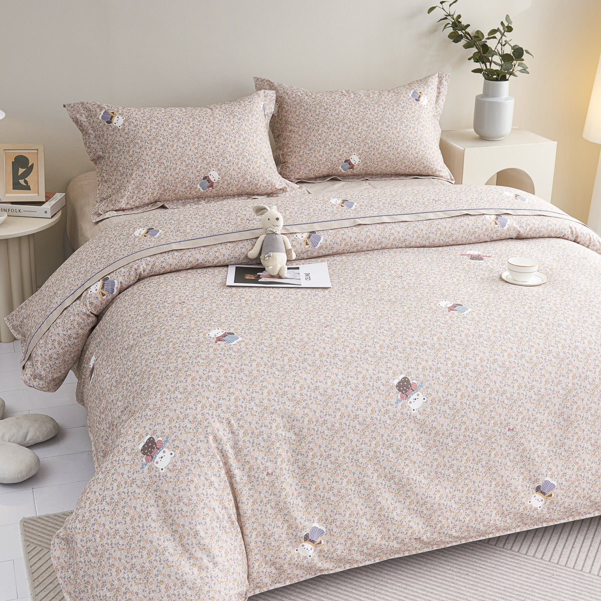 Berry Cotton Fitted Sheet Duvet Cover Set