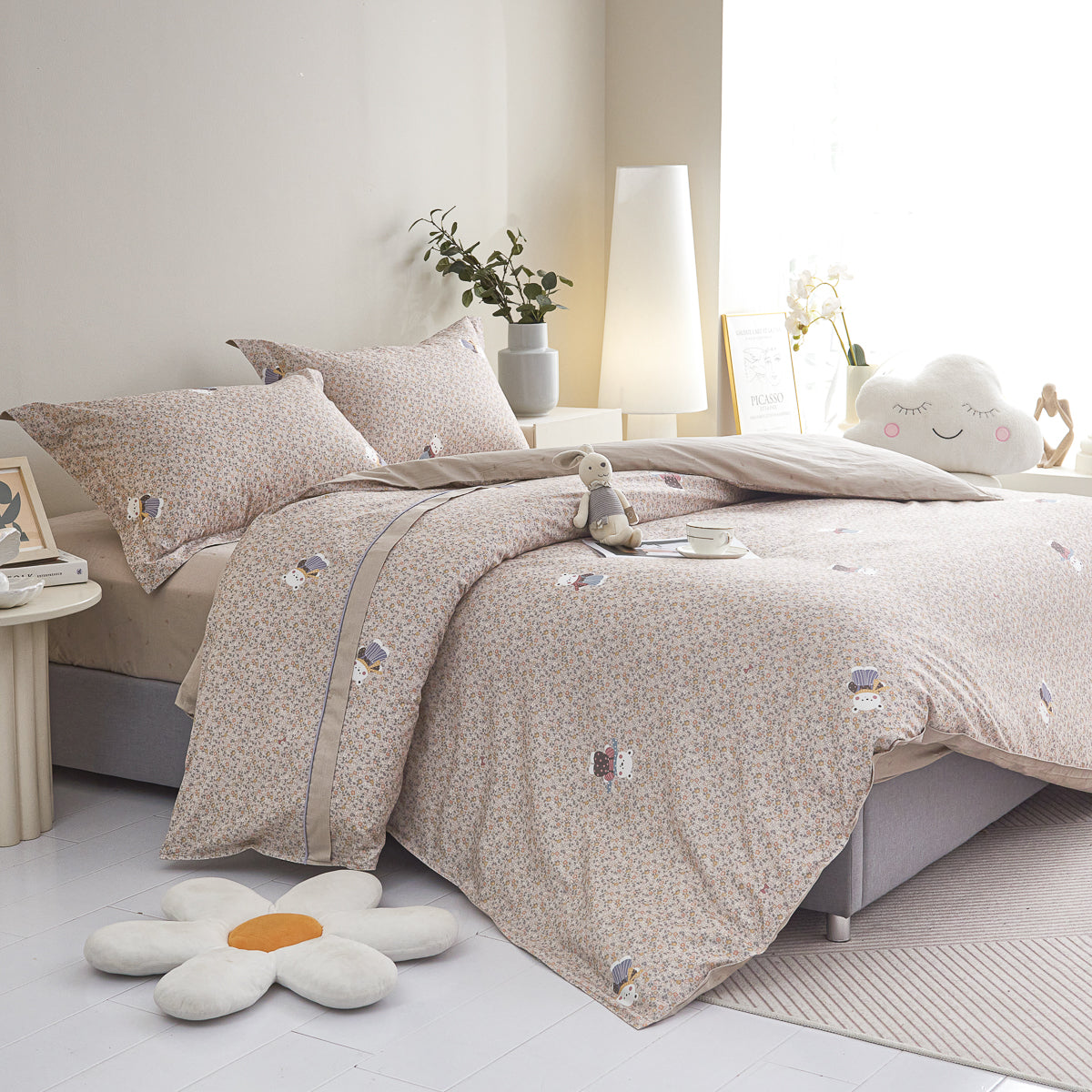 Berry Cotton Fitted Sheet Duvet Cover Set